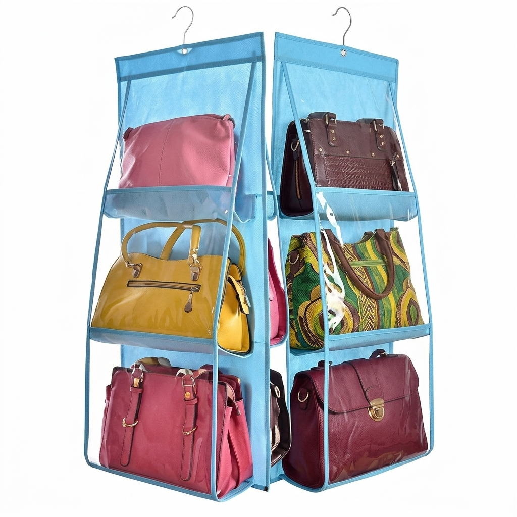 Organisateur de sacs à main suspendu bleu double face
